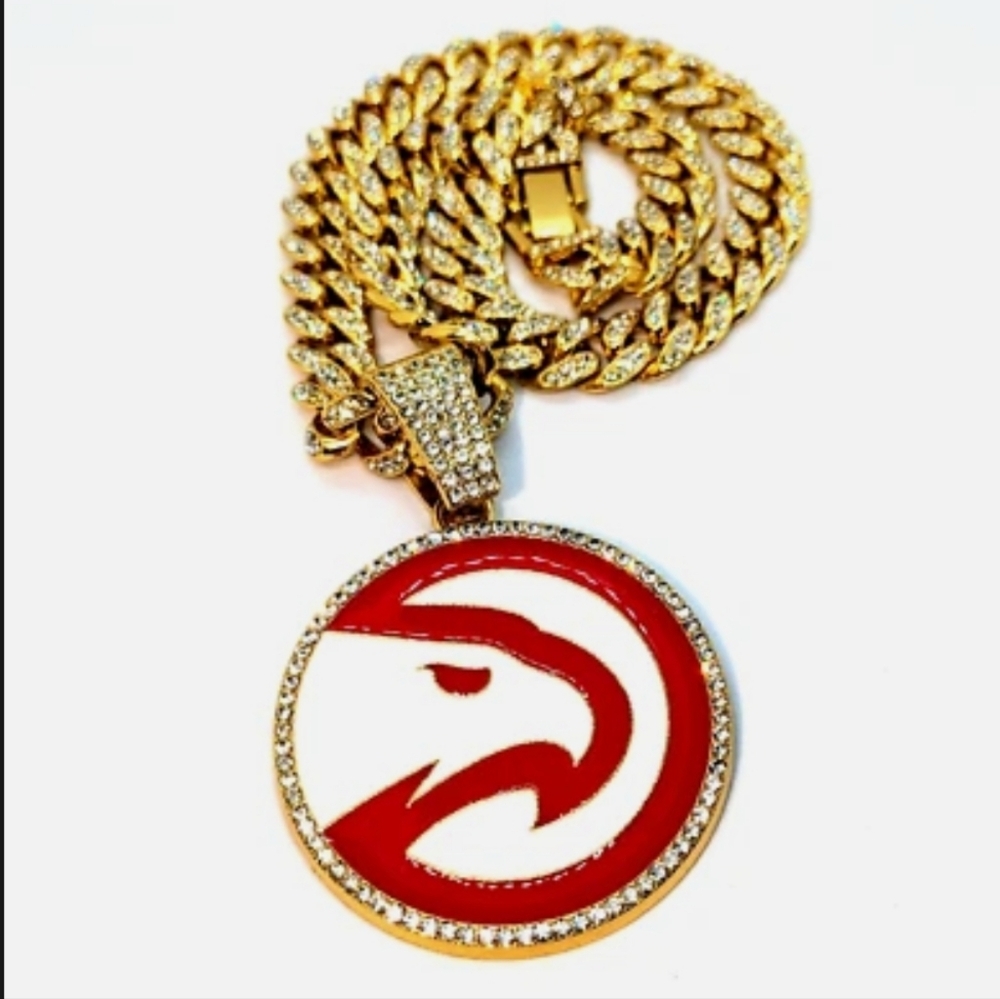 Atlanta Hawks Iced Out Style Chain Necklace 20" Or 24" Choose Color